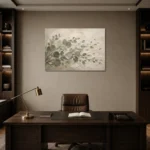 Windblown Eucalyptus Wall Art Canvas Print displayed in a contemporary gallery-inspired room