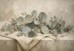 Draped Linen Eucalyptus Wall Art Canvas Print