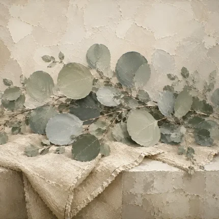 Draped Linen Eucalyptus Wall Art Canvas Print