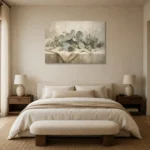Draped Linen Eucalyptus Wall Art Canvas Print showcased in an elegant minimalist interior