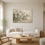 Sweeping Sage Eucalyptus Wall Art Canvas Print styled in a refined neutral interior