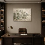 Sweeping Sage Eucalyptus Wall Art Canvas Print displayed in a contemporary gallery-inspired room