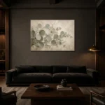 Sweeping Sage Eucalyptus Wall Art Canvas Print shown in a warm modern interior