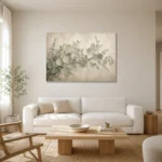 Trailing Branch Eucalyptus Wall Art Canvas Print styled in a refined neutral interior