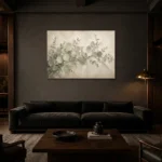 Trailing Branch Eucalyptus Wall Art Canvas Print shown in a warm modern interior