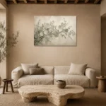 Trailing Branch Eucalyptus Wall Art Canvas Print presented in a sophisticated home setting