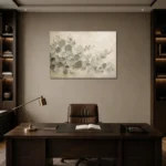 Horizontal Sage Eucalyptus Wall Art Canvas Print displayed in a contemporary gallery-inspired room