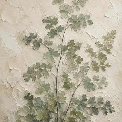 Textured Maidenhair Fern Wall Art Canvas Print