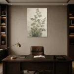 Textured Maidenhair Fern Wall Art Canvas Print displayed in a contemporary gallery-inspired room