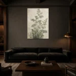 Textured Maidenhair Fern Wall Art Canvas Print shown in a warm modern interior