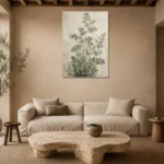 Textured Maidenhair Fern Wall Art Canvas Print presented in a sophisticated home setting