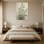 Textured Maidenhair Fern Wall Art Canvas Print showcased in an elegant minimalist interior