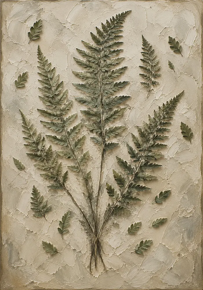 Textured Woodland Fern Wall Art Canvas Print