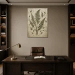 Textured Woodland Fern Wall Art Canvas Print displayed in a contemporary gallery-inspired room