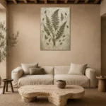 Textured Woodland Fern Wall Art Canvas Print presented in a sophisticated home setting