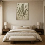 Textured Woodland Fern Wall Art Canvas Print showcased in an elegant minimalist interior