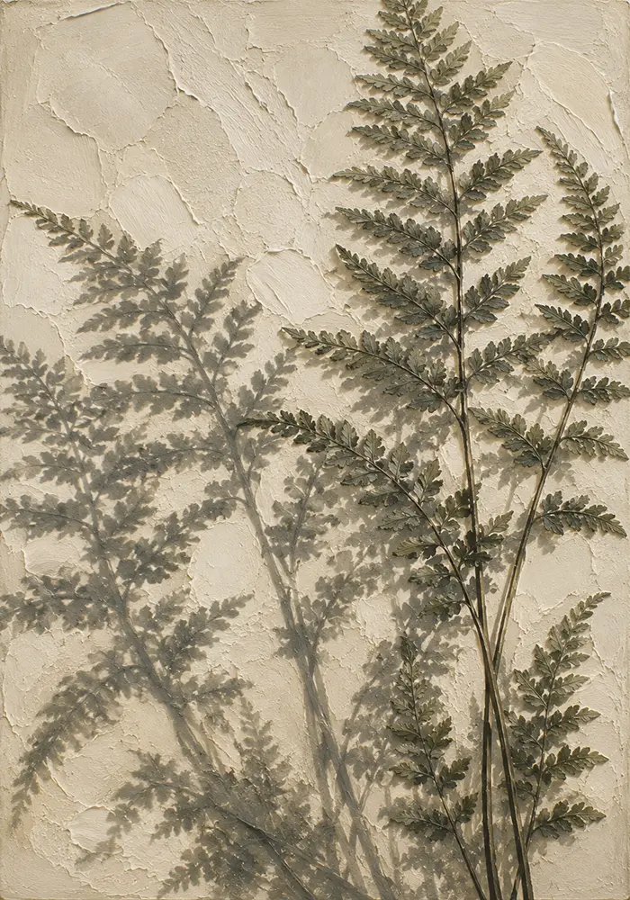 Shadowed Fern Silhouette Wall Art Canvas Print