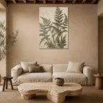 Shadowed Fern Silhouette Wall Art Canvas Print presented in a sophisticated home setting