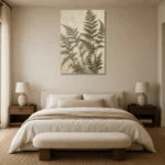 Shadowed Fern Silhouette Wall Art Canvas Print showcased in an elegant minimalist interior