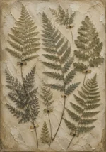 Pressed Herbarium Fern Wall Art Canvas Print
