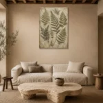 Pressed Herbarium Fern Wall Art Canvas Print presented in a sophisticated home setting