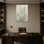 Silver Sage Fern Wall Art Canvas Print displayed in a contemporary gallery-inspired room