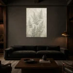Silver Sage Fern Wall Art Canvas Print shown in a warm modern interior
