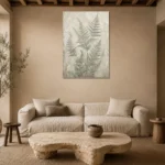 Silver Sage Fern Wall Art Canvas Print presented in a sophisticated home setting