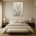 Silver Sage Fern Wall Art Canvas Print showcased in an elegant minimalist interior