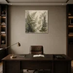 Layered Forest Fern Wall Art Canvas Print displayed in a contemporary gallery-inspired room