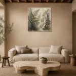 Layered Forest Fern Wall Art Canvas Print presented in a sophisticated home setting