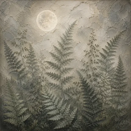 Moonlit Forest Fern Wall Art Canvas Print