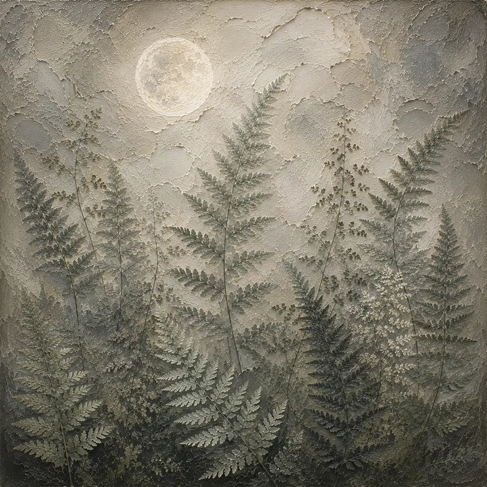 Moonlit Forest Fern Wall Art Canvas Print