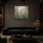 Moonlit Forest Fern Wall Art Canvas Print shown in a warm modern interior