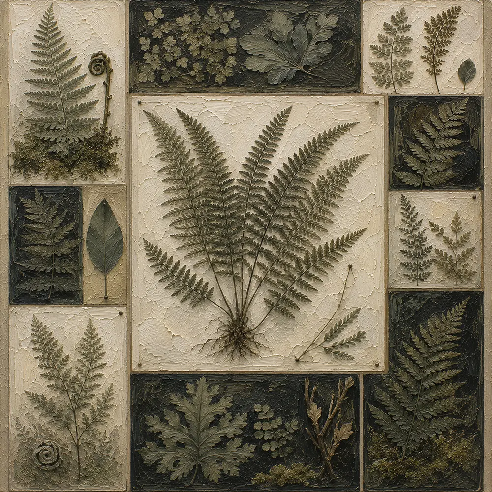 Herbarium Gallery Fern Wall Art Canvas Print