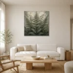 Dewlit Forest Fern Wall Art Canvas Print styled in a refined neutral interior