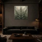 Dewlit Forest Fern Wall Art Canvas Print shown in a warm modern interior