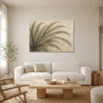 Sweeping Fern Fronds Wall Art Canvas Print styled in a refined neutral interior
