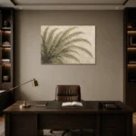 Sweeping Fern Fronds Wall Art Canvas Print displayed in a contemporary gallery-inspired room