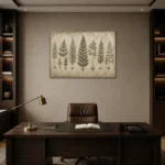 Botanical Specimen Fern Wall Art Canvas Print displayed in a contemporary gallery-inspired room