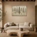 Botanical Specimen Fern Wall Art Canvas Print presented in a sophisticated home setting