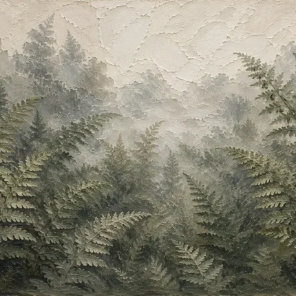 Misty Fern Forest Wall Art Canvas Print