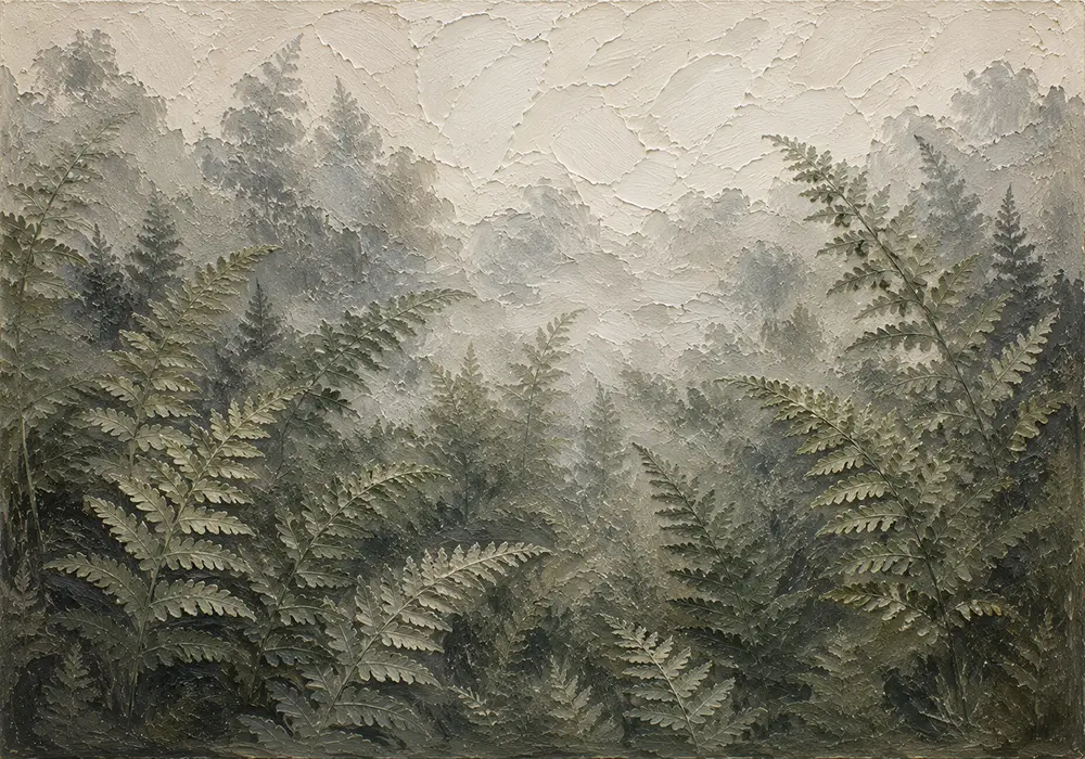 Misty Fern Forest Wall Art Canvas Print