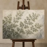 Branching Maidenhair Fern Wall Art Canvas Print displayed on a studio easel