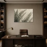 Diagonal Woodland Fern Wall Art Canvas Print displayed in a contemporary gallery-inspired room