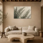 Diagonal Woodland Fern Wall Art Canvas Print presented in a sophisticated home setting