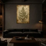 Fern Herbarium Wall Art Canvas Print shown in a warm modern interior