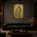 Sage Herbarium Wall Art Canvas Print shown in a warm modern interior