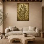 Sage Herbarium Wall Art Canvas Print presented in a sophisticated home setting