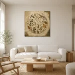 Pressed Wildflower Herbarium Wall Art Canvas Print styled in a refined neutral interior